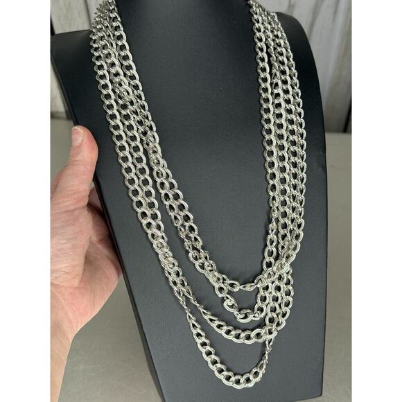 Monet Jewelry - VINTAGE MONET 52" Extra Long Link Chain Silver Necklace Layered